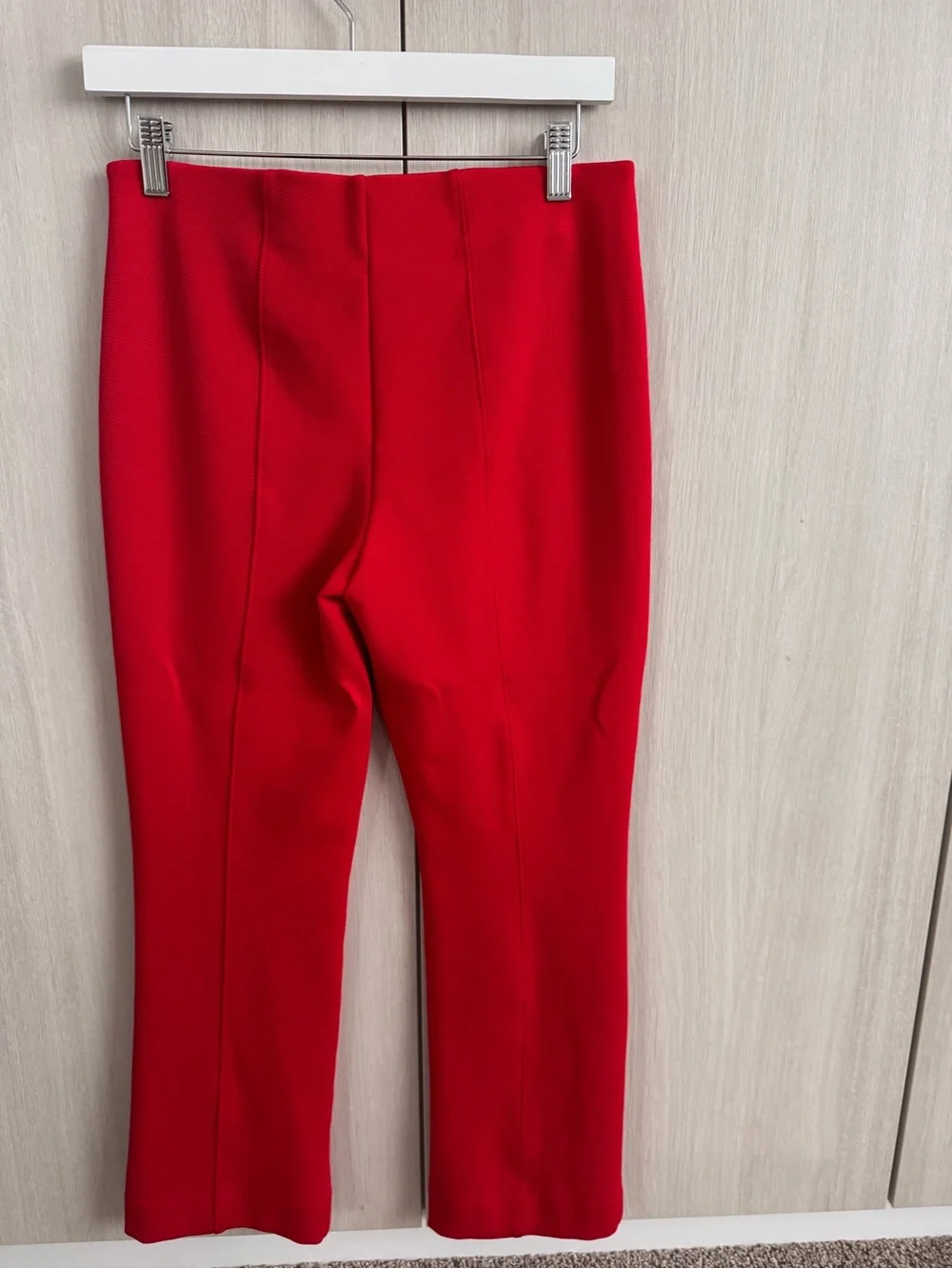 Maeve Red Button-Front Crop Top & Tailored Pants Set